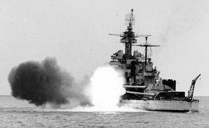 USS Colorado BB-45 bombarding Okinawa 29 March 1945