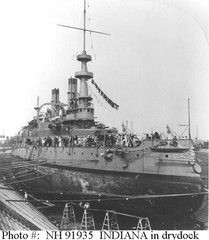 In drydock at the New York Navy Yard, Brooklyn, NY, during 1898