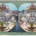 Steroscopic color tinted photo of the Indiana's bow view, by T.W. Ingersoll, circa 1905