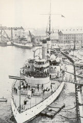 Pre cruise fitting out New York Navy Yard, 1904, Indiana (BB-1) in background.