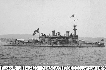 Photographed by E.H. Hart off New York City, during the victory review, circa August 1898