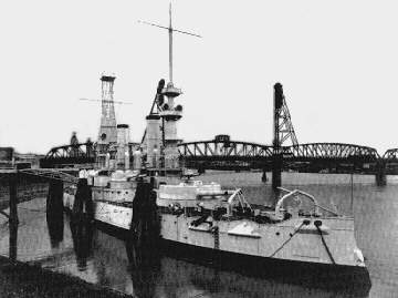 Ship's appearance as a museum/historical center in Portland, Oregon. Photo dated from 1938-1942