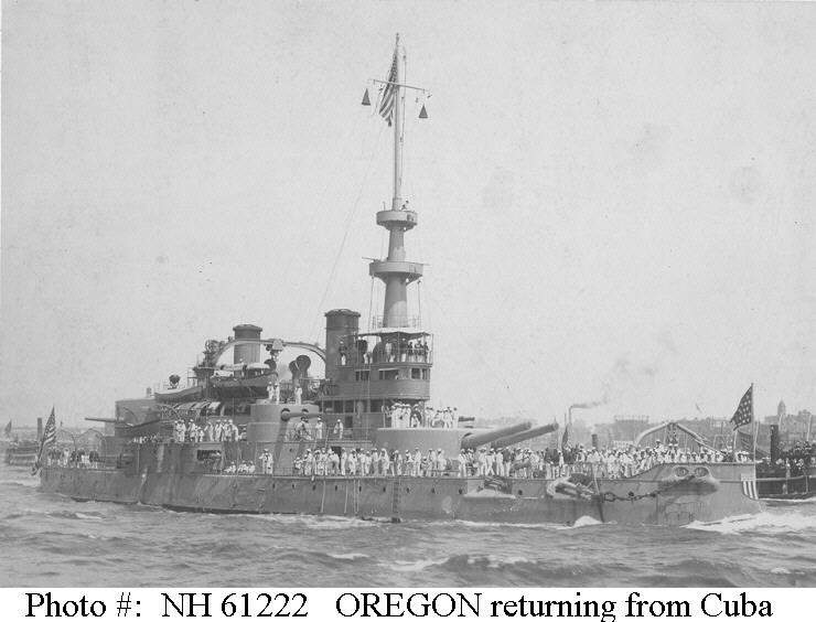 Oregon returning from Cuba following the Spanish-American War, 1898.